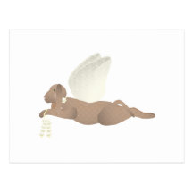 Brown Angel Dog With Yellow Wings Postcards
