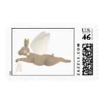 Brown Angel Rabbit With Orange Wings Postage Stamp