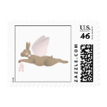 Brown Angel Rabbit With Pink Wings Stamps