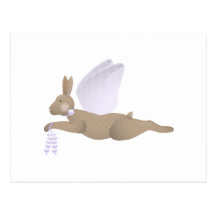 Brown Angel Rabbit With Purple Wings Postcard