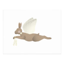 Brown Angel Rabbit With Yellow Wings Postcard