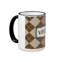 Brown Argyle Vegan Pride zazzle_mug
