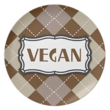 Brown Argyle Vegan Pride plate