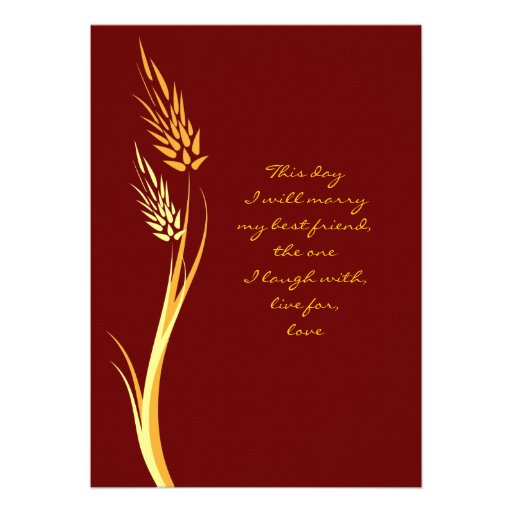 Brown Autumn Wheat Wedding Invitation