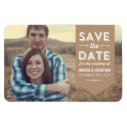 Brown Banner Photo Save The Date Magnet