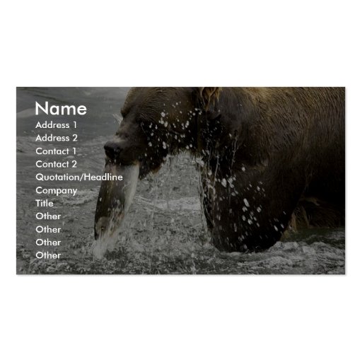 Brown bear feeding on salmon business card (front side)