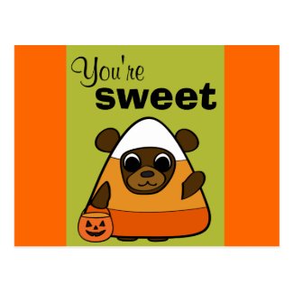 Brown Bear in Candy Corn Costume Postcard
