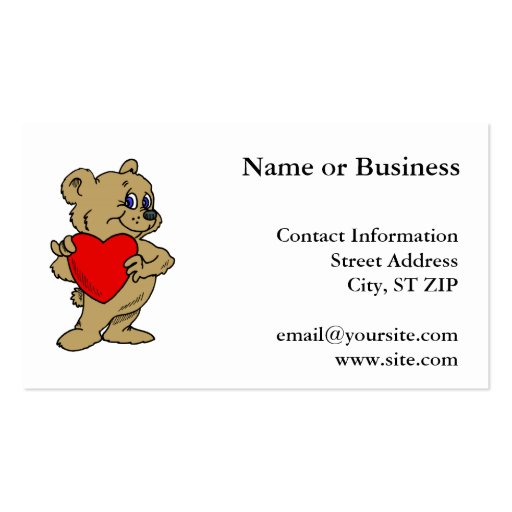 Brown Bear with Heart Business Card Templates