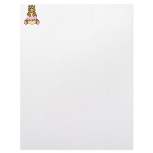 Brown Bear With Pink Cupcake Letterhead