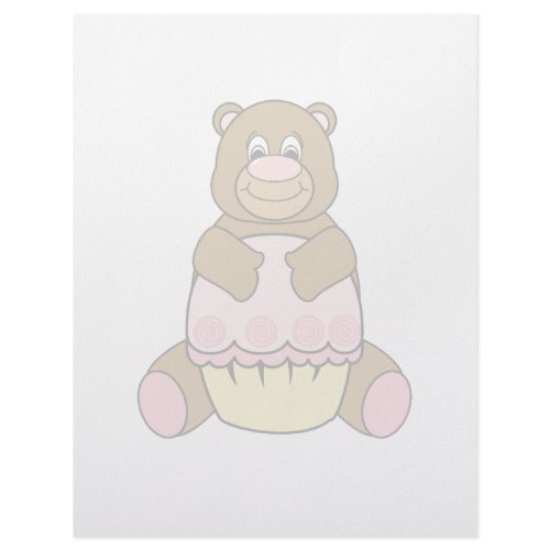 Brown Bear With Pink Cupcake Letterhead