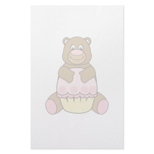 Brown Bear With Pink Cupcake Stationery