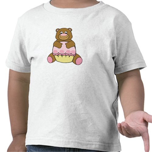 Brown Bear With Pink Cupcake Shirt