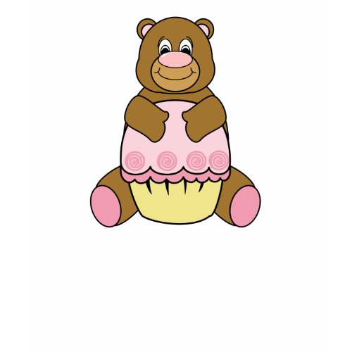 Brown Bear With Pink Cupcake Shirt