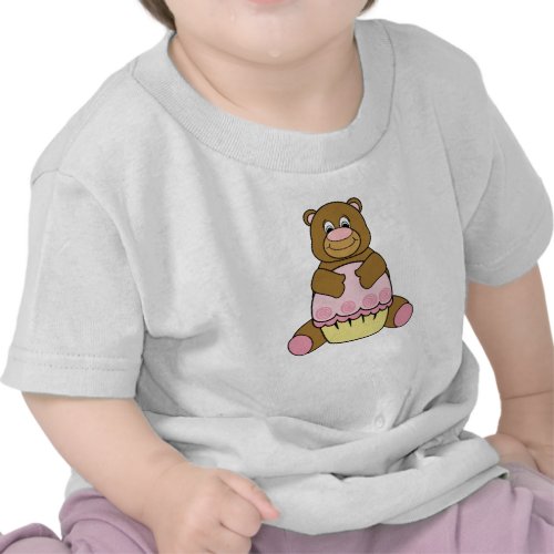 Brown Bear With Pink Cupcake Shirt
