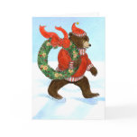 Brown Bear's Christmas Wreath Card