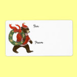 Brown Bear's Christmas Wreath Gift Tag labels