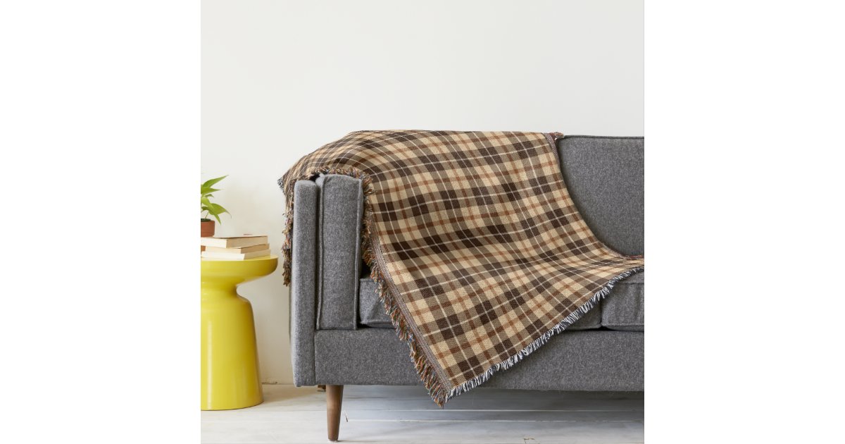 Brown beige Tartan plaid Throw Blanket Zazzle