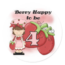Brown Berry 4th Birthday T-shirts and Gifts stickers by kids_birthdays Brown Berry 4th Birthday T-shirts and Gifts stickers