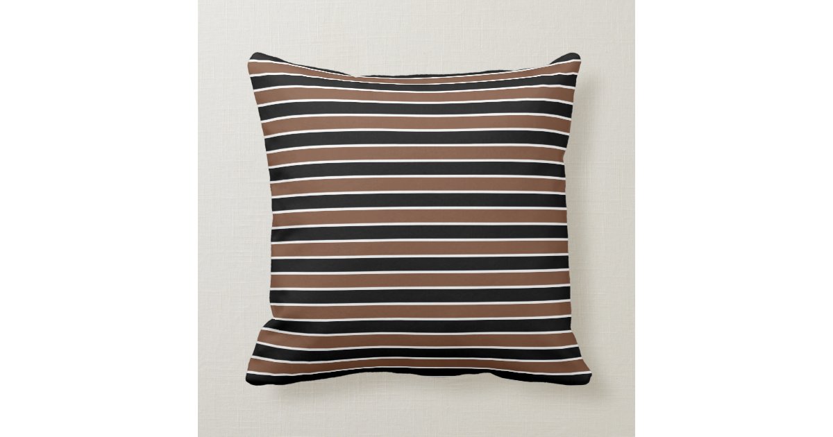 Brown, Black and White Stripes Throw Pillow Zazzle