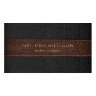 Brown & Black Stitched Leather Texture Double-Sided Standard Business Cards (Pack Of 100)