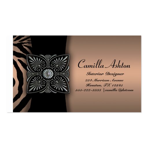 Brown & Black Zebra Business Cards (back side)