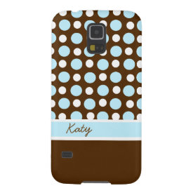 Brown, Blue, and White Polka Dot Custom Galaxy S5 Case