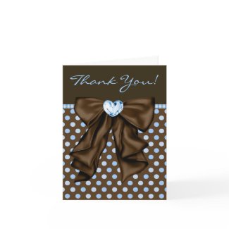 Brown Blue Baby Boy Shower Thank You Cards card