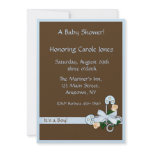 Brown Blue Baby Shower Invitation