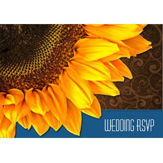 Brown Blue Country Sunflower Wedding RSVP Cards invitation