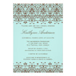 Brown & Blue Damask Bridal Shower Invitation