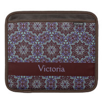 Brown blue Elegant Pattern Custom Name iPad Sleeve ipad sleeves
