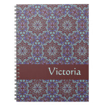 Brown Blue Elegant Pattern custom spiral notebook notebooks