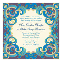 Brown Blue Fantasy Wedding Invitations
