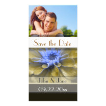 Brown/Blue Floral  /photo  "Save the Date" Personalized Photo Card