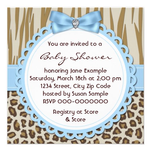 Brown Blue Monkey Baby Boy Shower Personalized Invitations