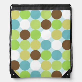 Brown blue polka dots