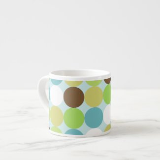 Brown blue polka dots espresso mug