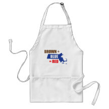 Brown + Blue = Red Aprons
