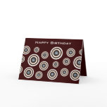 Brown Blue & White Retro Circles Birthday Card