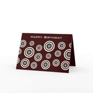 Brown Blue & White Retro Circles Birthday Card card