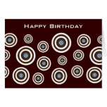 Brown Blue & White Retro Circles Birthday Card