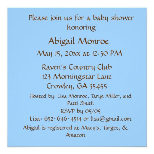 Brown, Blue, White Striped Baby Shower Invitation