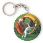 Brown Border Collie Agility Tunnel Key Chains