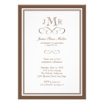 Brown border frame classy monogram graduation custom announcement