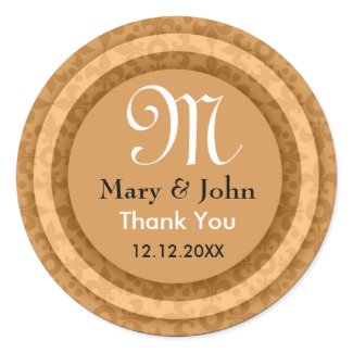 Brown Bride&Groom Thank You Monogram Seals sticker