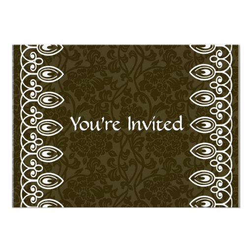 Brown Brocade Birthday Invitation