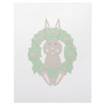 Brown Bunny And Christmas Wreath letterhead