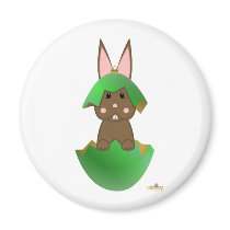Brown Bunny Green Christmas Ornament magnets