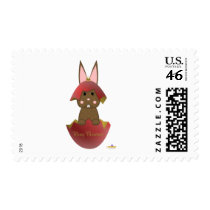 Brown Bunny Red Christmas Ornament Merry Christmas Stamps