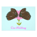 Brown Butterflies on Pink,  Wedding Invitations invitations